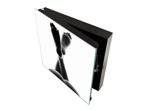 Key Cabinet Storage Box with Frameless Glass White Board K15 Chic world: Legs above