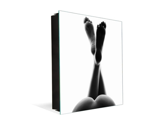 Key Cabinet Storage Box with Frameless Glass White Board K15 Chic world: Legs above