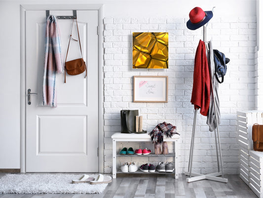 Decorative Key Box with Magnetic Glass Dry-Erase Board KN08 Golden Waves Series: Gold bars