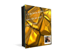 Decorative Key Box with Magnetic Glass Dry-Erase Board KN08 Golden Waves Series: Gold bars