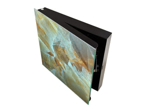 50 Key lock Box storage holder with Decorative front glass panel KN01 Marbles 1 Series: Amber onyx