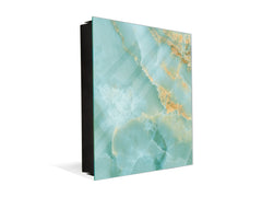 50 Key lock Box storage holder with Decorative front glass panel KN01 Marbles 1 Series: Turqouise onyx pattern