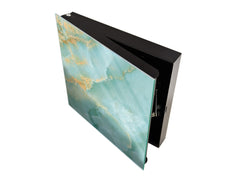 50 Key lock Box storage holder with Decorative front glass panel KN01 Marbles 1 Series: Turqouise onyx pattern