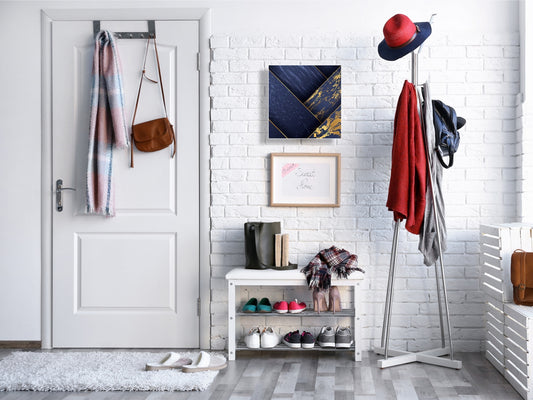 Key Cabinet Storage Box with Frameless Glass White Board KN10 Decorative Surfaces Series: Luxury blue panels