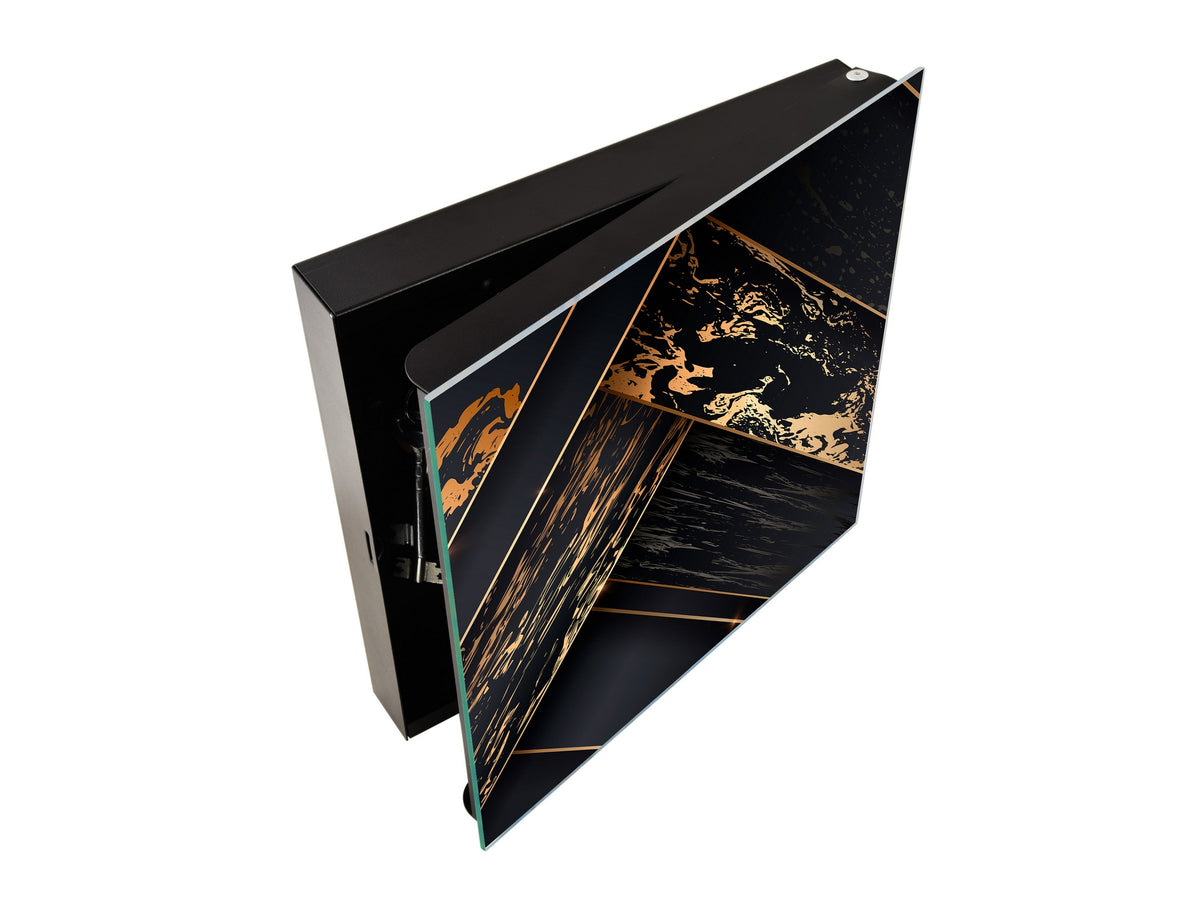 Key Cabinet Storage Box with Frameless Glass White Board KN10 Decorative Surfaces Series: Luxury black panels