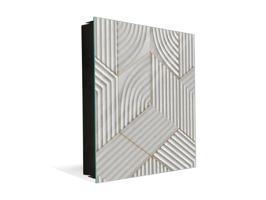 Key Cabinet Storage Box with Frameless Glass White Board KN10 Decorative Surfaces Series: White hexagons