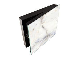Concept Crystal Key Lock Box Storage Holder and and Magnetic Whiteboard KN02 Marbles 2 Series: White marble design