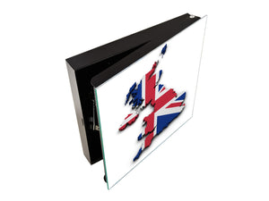 Tableau en verre avec surface magnétique et cadre pour clés K06 Carte du Royaume-Uni