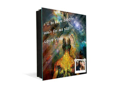 Wall Mounted Key Holder and Magnetic Dry-Erase Glass Board KN13 Abstract Graphics Series: Surrealistic universe