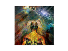 Wall Mounted Key Holder and Magnetic Dry-Erase Glass Board KN13 Abstract Graphics Series: Surrealistic universe