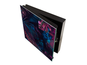 Decorative Key Organizer with Magnetic Surface Dry-Erase Board KN11 Tropical Leaves Series: Fluorescent jungle