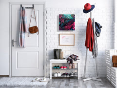 Decorative key Storage Cabinet with Glass White Board KN07: Abstract tropical leaves