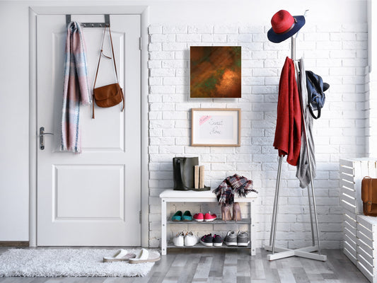 50 keys cabinet with Decorative front panel and Glass white board KN04 Rusted textures Series: Oxidized copper with green accents