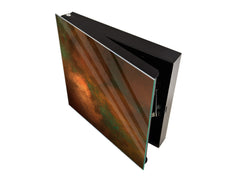 50 keys cabinet with Decorative front panel and Glass white board KN04 Rusted textures Series: Oxidized copper with green accents