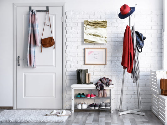 Decorative Key Box with Magnetic Glass Dry-Erase Board KN08 Golden Waves Series: Luxury fabric 1