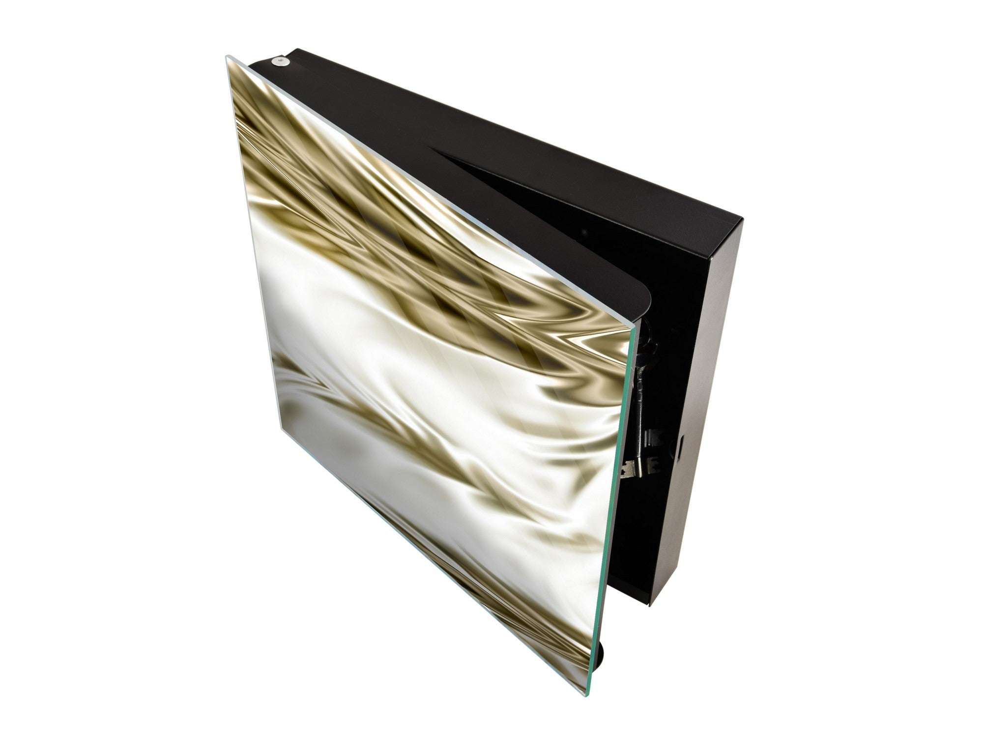 Decorative Key Box with Magnetic Glass Dry-Erase Board KN08 Golden Waves Series: Luxury fabric 1
