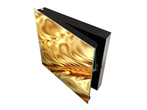 Decorative Key Box with Magnetic Glass Dry-Erase Board KN08 Golden Waves Series: Luxury fabric 2