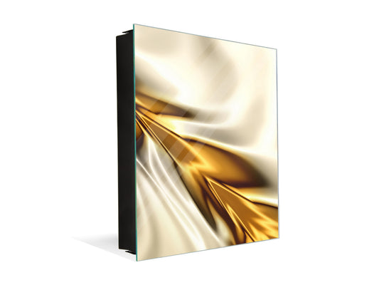 Decorative Key Box with Magnetic Glass Dry-Erase Board KN08 Golden Waves Series: Golden spike