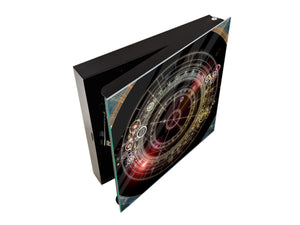 Wall Mounted Key Holder and Magnetic Dry-Erase Glass Board KN13 Abstract Graphics Series: Mystical astrology