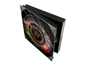 Wall Mounted Key Holder and Magnetic Dry-Erase Glass Board KN13 Abstract Graphics Series: Mystical astrology