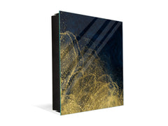 Decorative Key Box with Magnetic Glass Dry-Erase Board KN08 Golden Waves Series: Wave of glitter