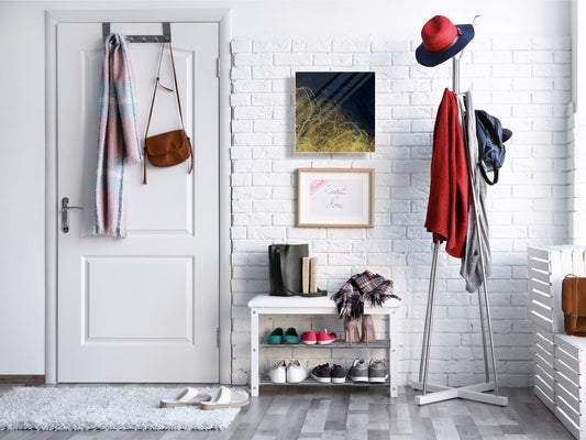 Decorative Key Box with Magnetic Glass Dry-Erase Board KN08 Golden Waves Series: Wave of glitter