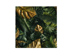 Decorative Key Organizer with Magnetic Surface Dry-Erase Board KN11 Tropical Leaves Series: Gold-green jungle