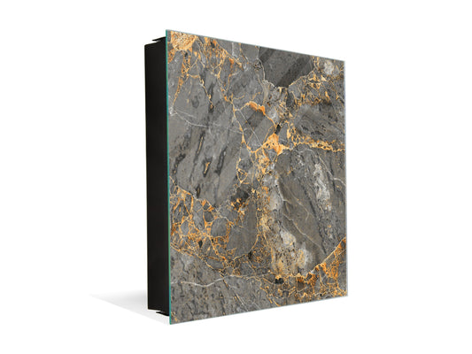 50 Key lock Box storage holder with Decorative front glass panel KN01 Marbles 1 Series: Luxurious dark grey marble