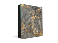 50 Key lock Box storage holder with Decorative front glass panel KN01 Marbles 1 Series: Luxurious dark grey marble