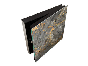 50 Key lock Box storage holder with Decorative front glass panel KN01 Marbles 1 Series: Luxurious dark grey marble