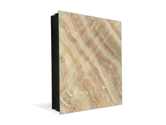 50 Key lock Box storage holder with Decorative front glass panel KN01 Marbles 1 Series: Golden mineral