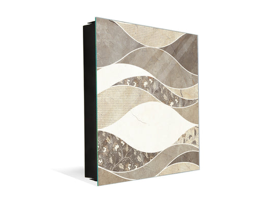 Decorative key Storage Cabinet with Glass White Board KN07: Versatile tile pattern