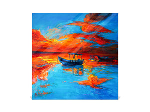 Key Cabinet together with Magnetic Glass Markerboard KN12 Paintings Series: Fishing boats and sea