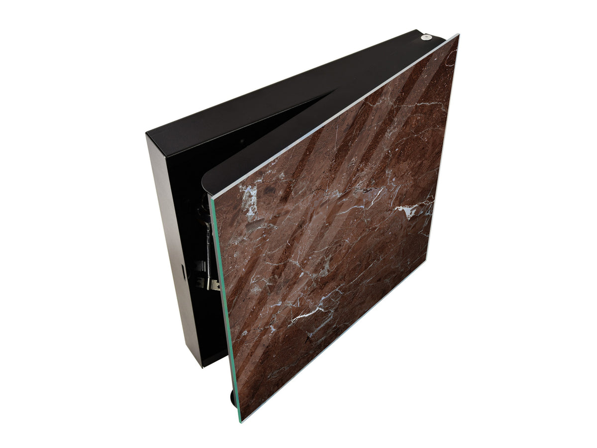 Concept Crystal Key Lock Box Storage Holder and and Magnetic Whiteboard KN02 Marbles 2 Series: Polished brown stone