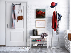 Wall Mounted Key Holder and Magnetic Dry-Erase Glass Board KN13 Abstract Graphics Series: Fierce dragon