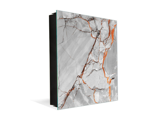 Concept Crystal Key Lock Box Storage Holder and and Magnetic Whiteboard KN02 Marbles 2 Series: Glossy slab marble texture