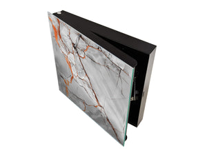 Concept Crystal Key Lock Box Storage Holder and and Magnetic Whiteboard KN02 Marbles 2 Series: Glossy slab marble texture