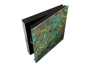 50 Key lock Box storage holder with Decorative front glass panel KN01 Marbles 1 Series: Swirls of marble