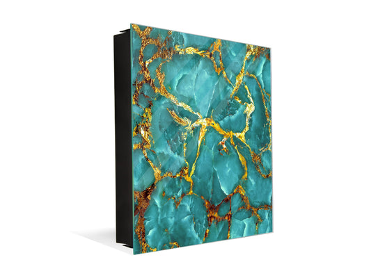 50 Key lock Box storage holder with Decorative front glass panel KN01 Marbles 1 Series: Rippled marble surface