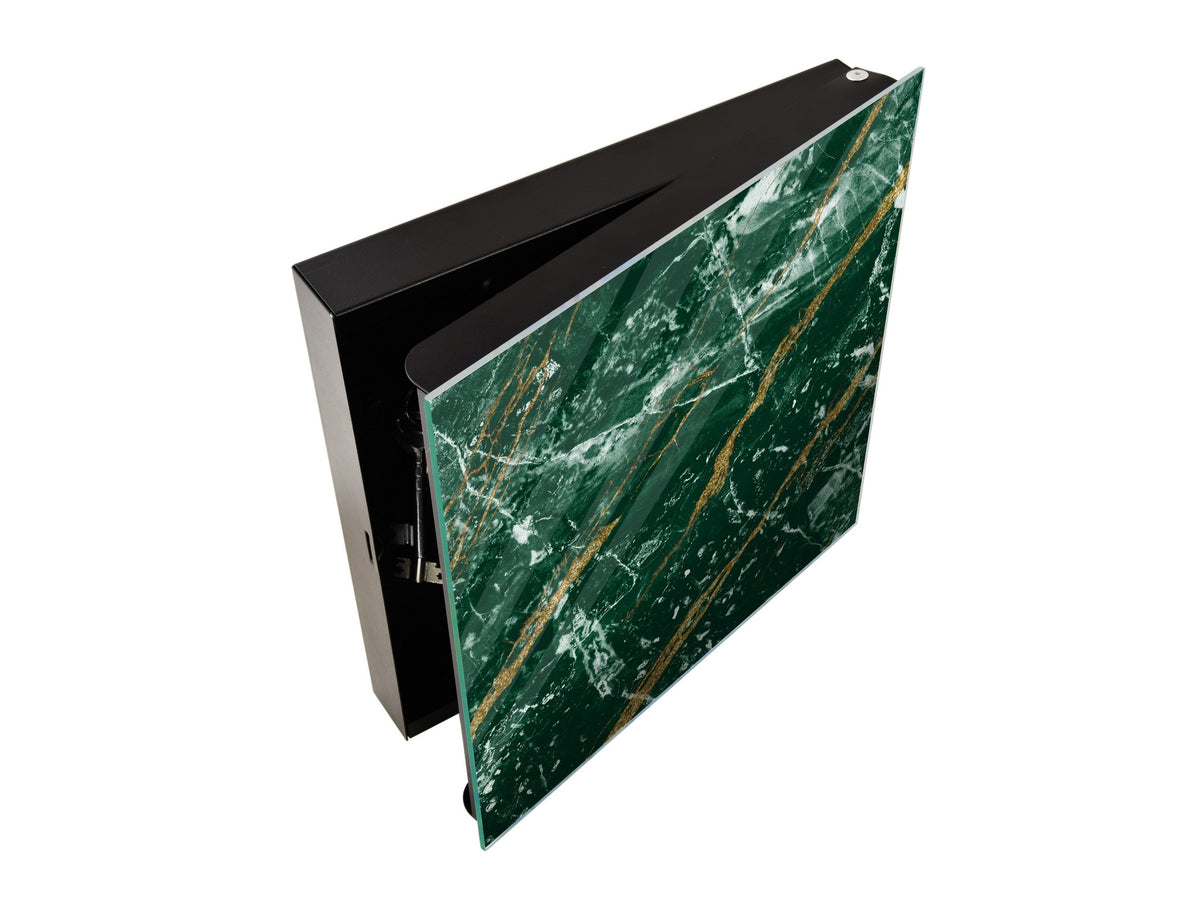 50 Key lock Box storage holder with Decorative front glass panel KN01 Marbles 1 Series: Green marble with golden veins 1
