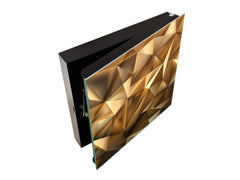 Decorative Key Box with Magnetic Glass Dry-Erase Board KN08 Golden Waves Series: Stylish triangles