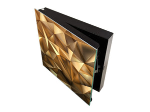 Decorative Key Box with Magnetic Glass Dry-Erase Board KN08 Golden Waves Series: Stylish triangles