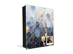 50 Keys Cabinet with Decorative Front Panel and Glass White Board KN06: Textures and tiles 2 Series: Golden-blue geometric abstraction