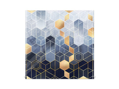 50 Keys Cabinet with Decorative Front Panel and Glass White Board KN06: Textures and tiles 2 Series: Golden-blue geometric abstraction