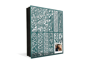 Decorative key Storage Cabinet with Glass White Board KN07: Abstract design pattern