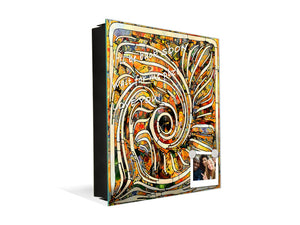 Wall Mounted Key Holder and Magnetic Dry-Erase Glass Board KN13 Abstract Graphics Series: Colourful fragmentation