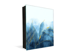 50 Key lock Box storage holder with Decorative front glass panel KN01 Marbles 1 Series: Blue marble leaves