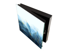50 Key lock Box storage holder with Decorative front glass panel KN01 Marbles 1 Series: Blue marble leaves