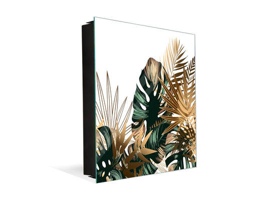 Decorative Key Organizer with Magnetic Surface Dry-Erase Board KN11 Tropical Leaves Series: Tropical pattern