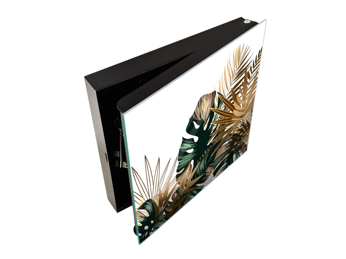 Decorative Key Organizer with Magnetic Surface Dry-Erase Board KN11 Tropical Leaves Series: Tropical pattern